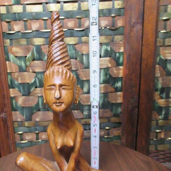 Wooden Statue Meditating Woman - Picture 9 of 9